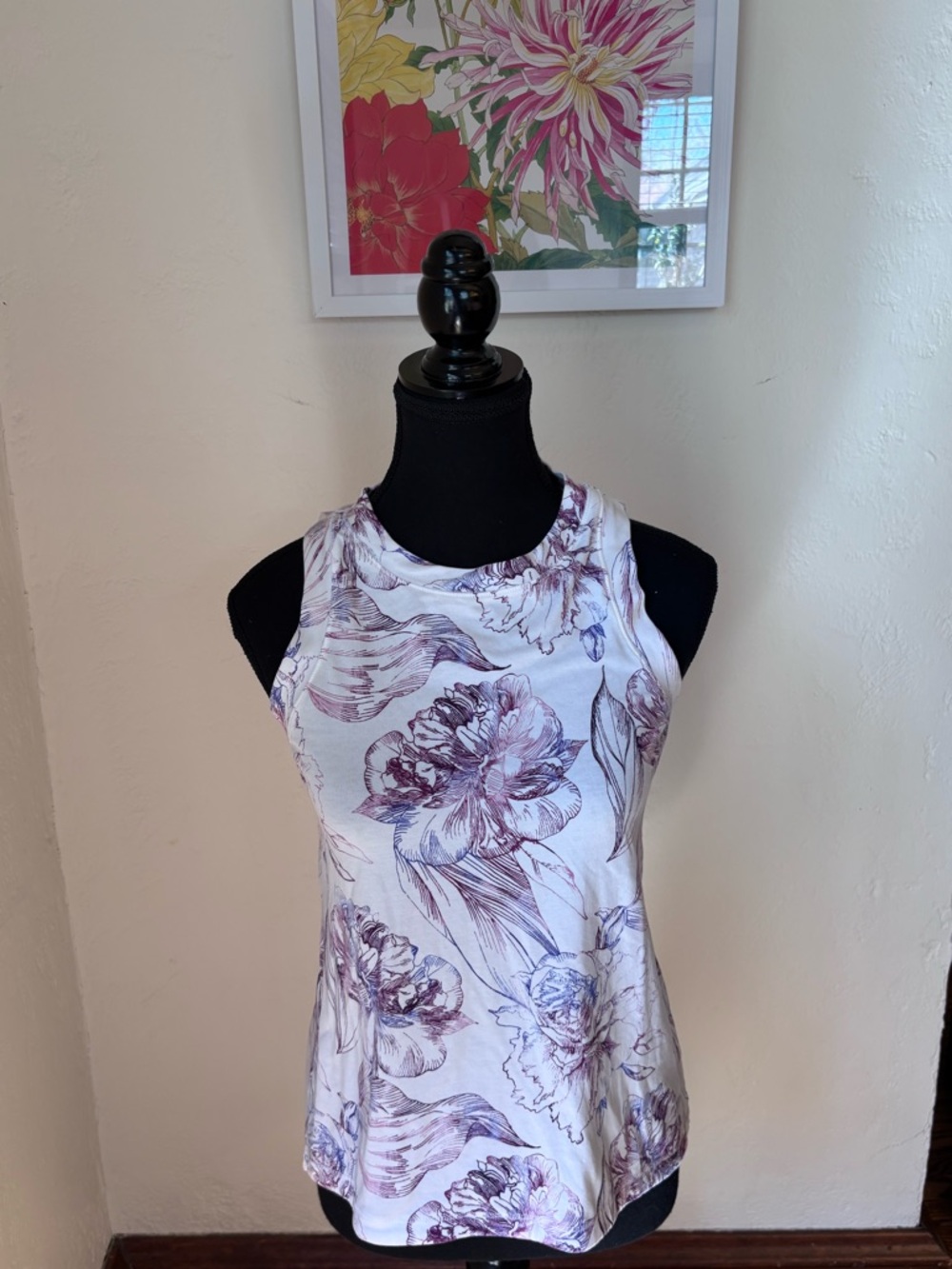 Calla NWT purple white floral tank top XS